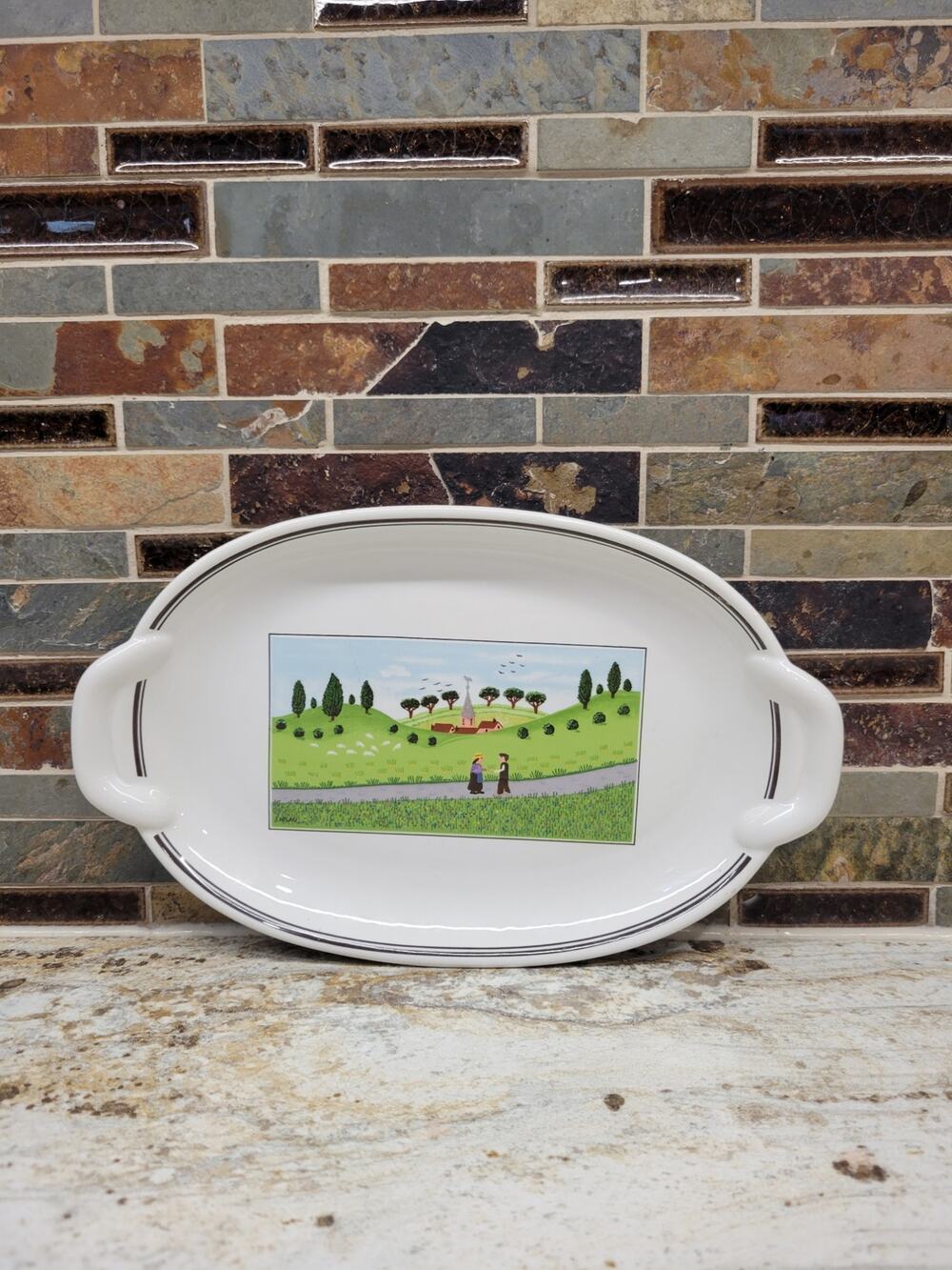 Villeroy & Boch Design Naif Pickle Dish Handled Oval Serving Tray Platter 10.25"